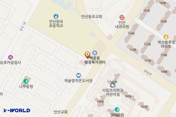 안산백운동복합청사 위치 지도 — 경기도 안산시 단원구 원선로 31