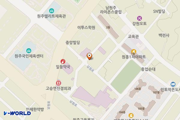 원주의료원 부설주차동 위치 지도 — 강원특별자치도 원주시 남원로 562-9