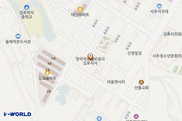 한국국토정보공사 김포지사 위치 지도 — 경기도 김포시 사우중로11번길 25