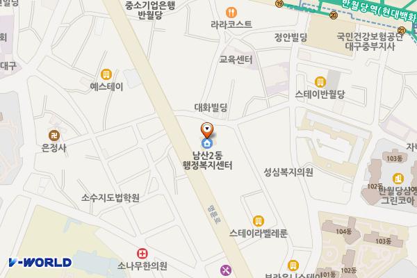 대구시_남산2동 행정복지센터 위치 지도 — 대구광역시 중구 명륜로 27-1