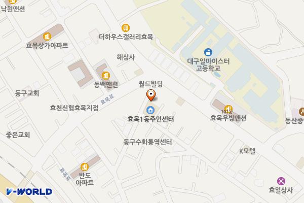 대구시_효목1동 행정복지센터 위치 지도 — 대구광역시 동구 화랑로41길 46