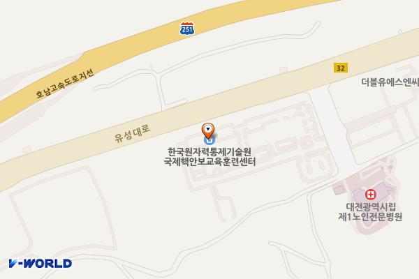 한국원자력통제기술원 (국제핵안보교육훈련센터) 위치 지도 — 대전광역시 유성구 유성대로 1418