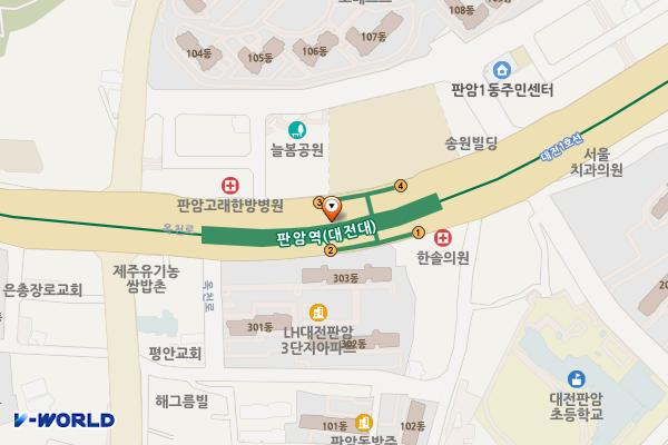 대전 판암역 환승주차장 위치 지도 — 대전광역시 동구 옥천로 지하162