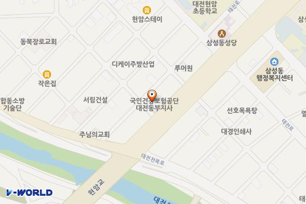 국민건강보험공단 대전동부지사 위치 지도 — 대전광역시 동구 동서대로 1495