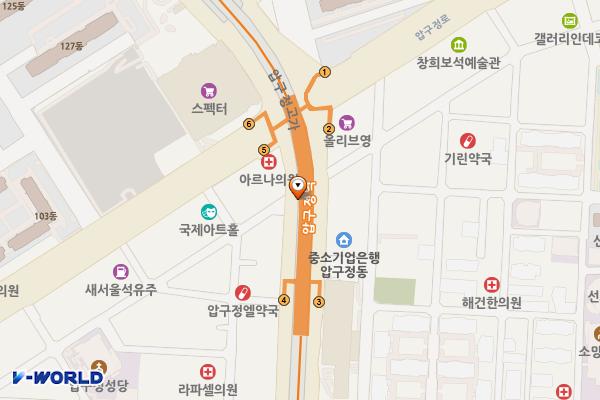 압구정고가1 위치 지도 — 서울특별시 강남구 신사동 668(압구정고가하부)
