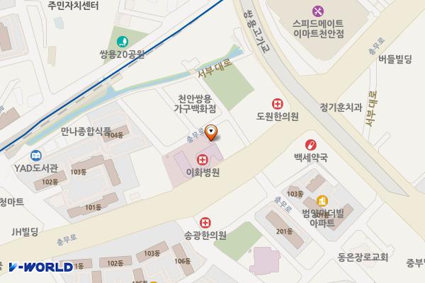 이화병원 위치 지도 — 충청남도 천안시 서북구 충무로 165