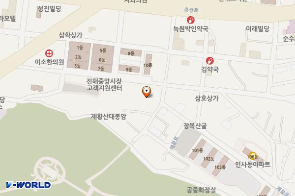 진해중앙시장 공영주차장 위치 지도 — 경상남도 창원시 진해구 벚꽃로60번길 12