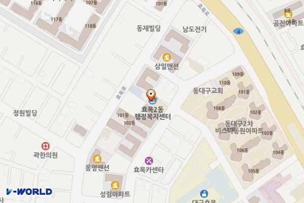 대구시_효목2동 위치 지도 — 대구광역시 동구 화랑로25길 45