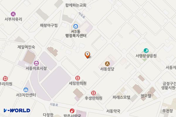 서동 미로시장 공영주차장 위치 지도 — 부산광역시 금정구 서부로16번길 13-3