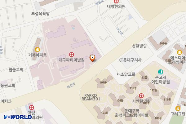 대구 파티마병원 동관 입구 주차장 위치 지도 — 대구광역시 동구 아양로 81