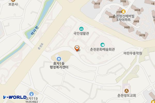 춘천시 문화예술회관 공영주차장 위치 지도 — 강원특별자치도 춘천시 효자상길5번길 11