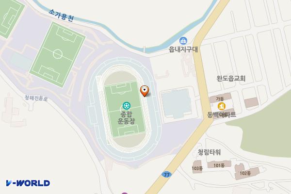 완도공설운동장 위치 지도 — 전남광주통합특별시 완도군 완도읍 개포로 111