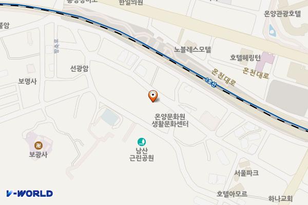 아산시노인종합복지관 주차타워 위치 지도 — 충청남도 아산시 남산로 10