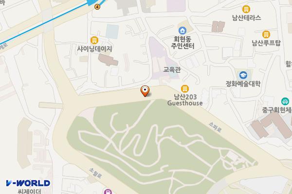 남산공원 소파로 위치 지도 — 서울특별시 중구 남창동 205-107 일대