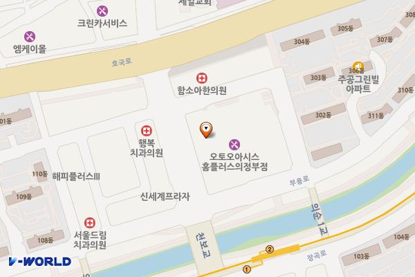 포르쉐 데스티네이션 홈플러스 의정부점 위치 지도 — 경기도 의정부시 청사로 38