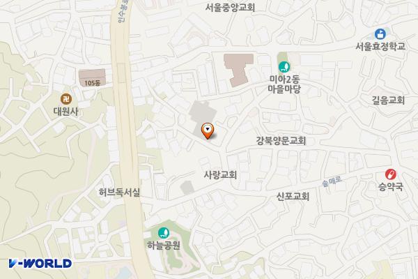 구세군길 공영주차장 위치 지도 — 서울특별시 강북구 인수봉로20가길 21