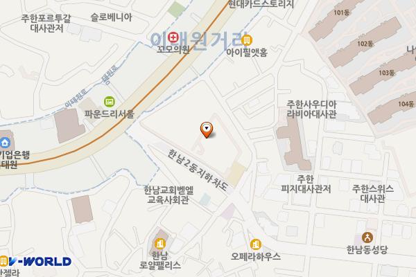 한남동공영주차장 위치 지도 — 서울특별시 용산구 이태원로 224-19