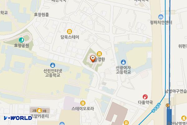 청파동1마을공원 공영주차장 위치 지도 — 서울특별시 용산구 원효로97길 50