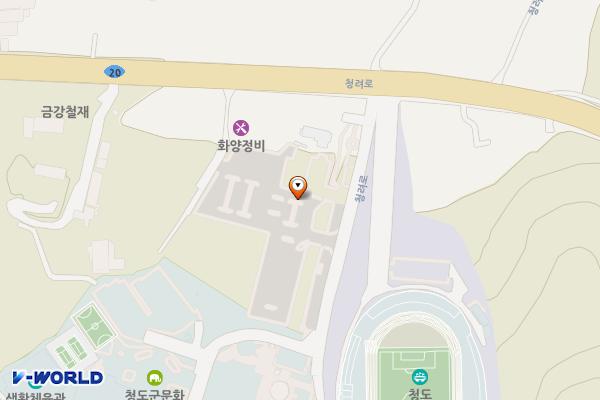 청도 종합스포츠파크 위치 지도 — 경상북도 청도군 화양읍 청려로 1848