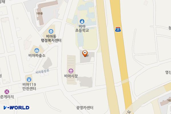 비아5일시장 주차타워 위치 지도 — 전남광주통합특별시 광산구 비아동원촌길 19-24