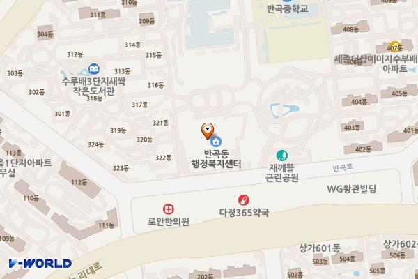 반곡동 복합커뮤니티센터 위치 지도 — 세종특별자치시 반곡로 39