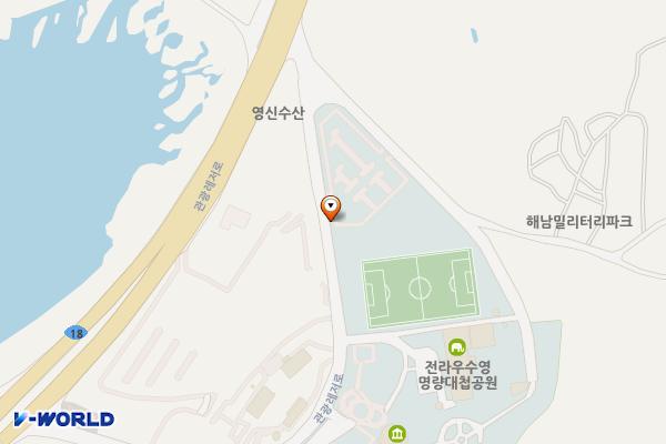 우수영관광지 주차장 위치 지도 — 전남광주통합특별시 해남군 문내면 학동리 1035-15