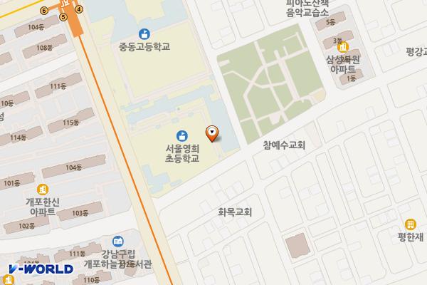 영희초교 공영주차장 위치 지도 — 서울특별시 강남구 일원로 21