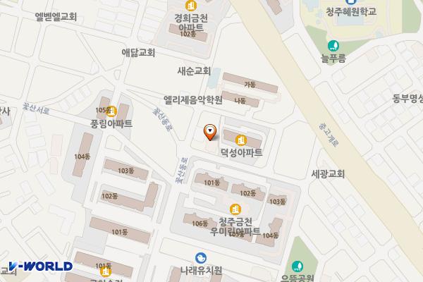 제자교회 위치 지도 — 충청북도 청주시 상당구 꽃산동로 21-1