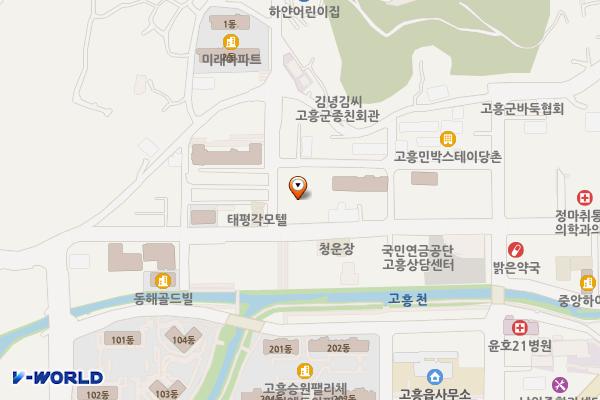 고흥터미널 주변 공영주차장 주차타워 위치 지도 — 전남광주통합특별시 고흥군 고흥읍 여산당촌길 34
