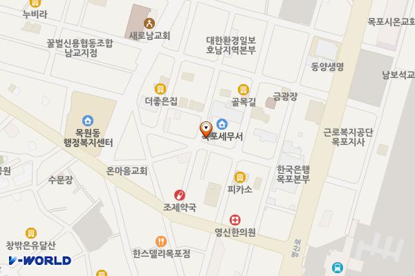 목포세무서 위치 지도 — 전남광주통합특별시 목포시 호남로58번길 19