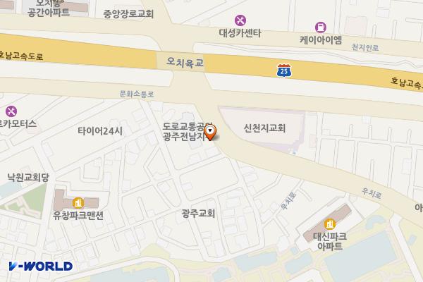 한국도로교통공단 전남광주지부 위치 지도 — 전남광주통합특별시 북구 우치로 201
