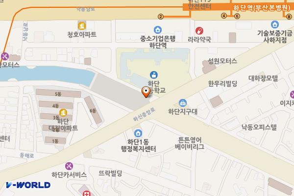 하단역 공영주차장 위치 지도 — 부산광역시 사하구 하신중앙로 313