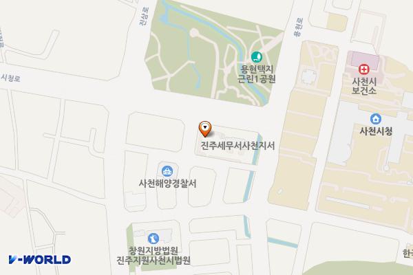 진주세무서 사천지서 위치 지도 — 경상남도 사천시 용현면 시청2길 27-20