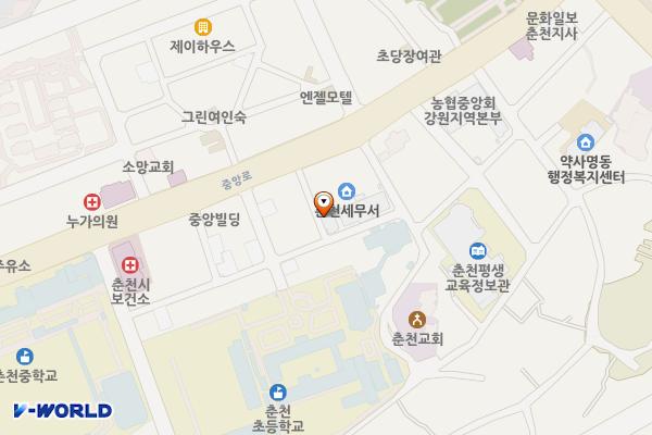 춘천세무서 위치 지도 — 강원특별자치도 춘천시 중앙로 115
