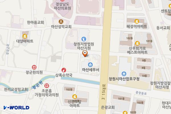 마산세무서 위치 지도 — 경상남도 창원시 마산합포구 3·15대로 211