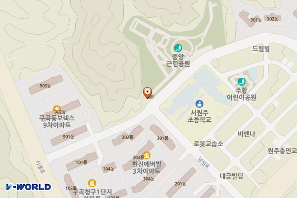원주중앙공원 공영주차장 위치 지도 — 강원특별자치도 원주시 남원로469번길 70