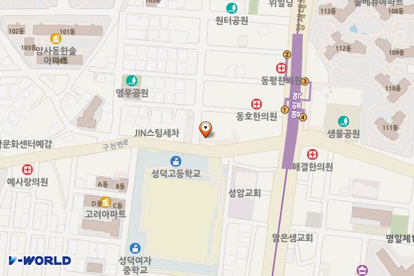 강동명일동공영주차장 위치 지도 — 서울특별시 강동구 구천면로 395