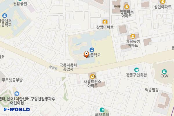 천호중학교 위치 지도 — 서울특별시 강동구 상암로 153