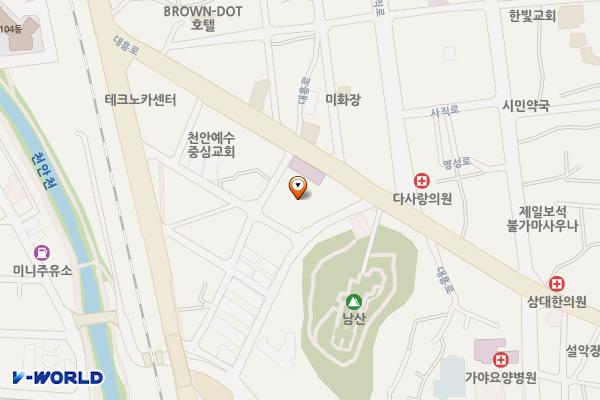 천안중앙시장 주차빌딩 위치 지도 — 충청남도 천안시 동남구 사직2길 19