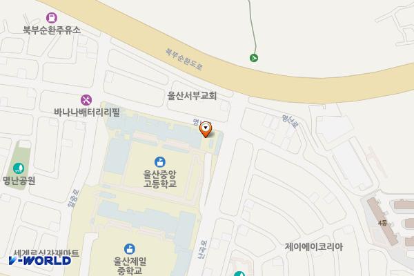 울산중앙고등학교 위치 지도 — 울산광역시 중구 난곡로 33