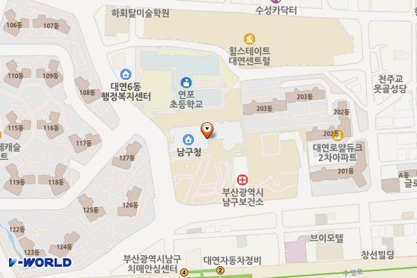 부산남구청주차장 위치 지도 — 부산광역시 남구 못골로 19