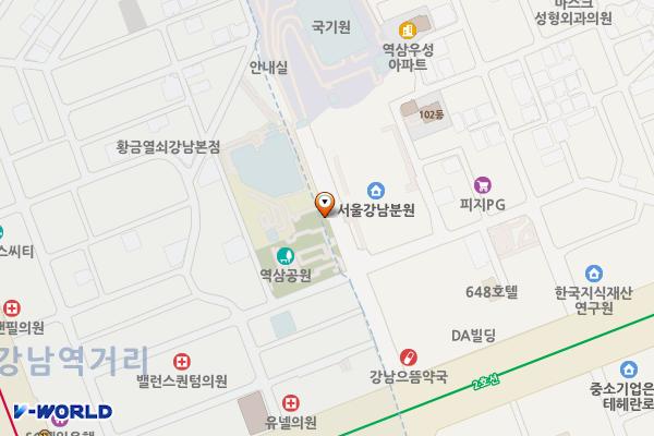 역삼문화공원 지하4층주차장 위치 지도 — 서울특별시 강남구 테헤란로7길 21