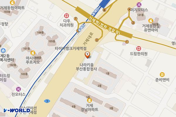 나라키움 부산통합청사 위치 지도 — 부산광역시 연제구 거제대로 222