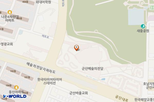 군산예술의전당주차장 위치 지도 — 전북특별자치도 군산시 백토로 203