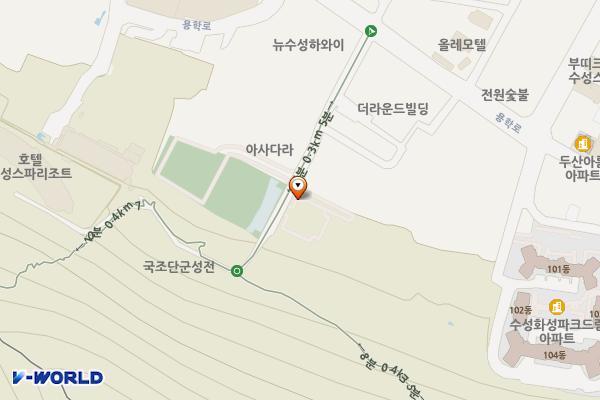 두산레포츠센터 부설주차장 위치 지도 — 대구광역시 수성구 두산동 산7-25