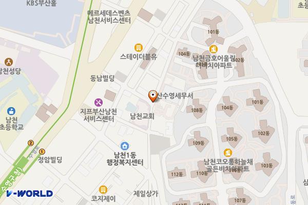 수영세무서 위치 지도 — 부산광역시 수영구 남천동로19번길 28