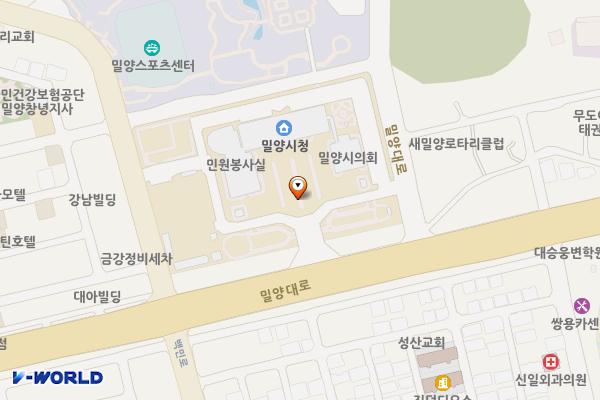 밀양시청 지하1층 위치 지도 — 경상남도 밀양시 밀양대로 2047