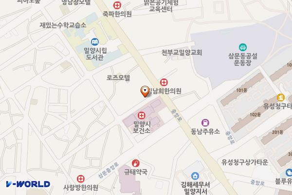 밀양시보건소 위치 지도 — 경상남도 밀양시 삼문중앙로6길 12-6
