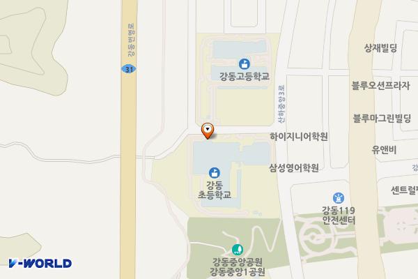 강동초등학교 위치 지도 — 울산광역시 북구 산하동 1007 강동초등학교