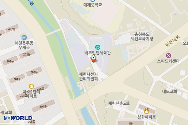 제천배드민턴체육관 위치 지도 — 충청북도 제천시 청전대로 13